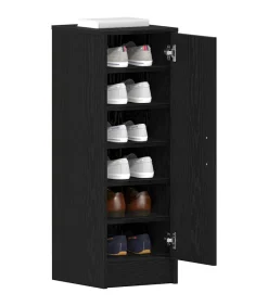 Outlet Schoenenkast met plank Zwart eiken 32 x 35 x 92 cm Bewerkt hout Organiseren