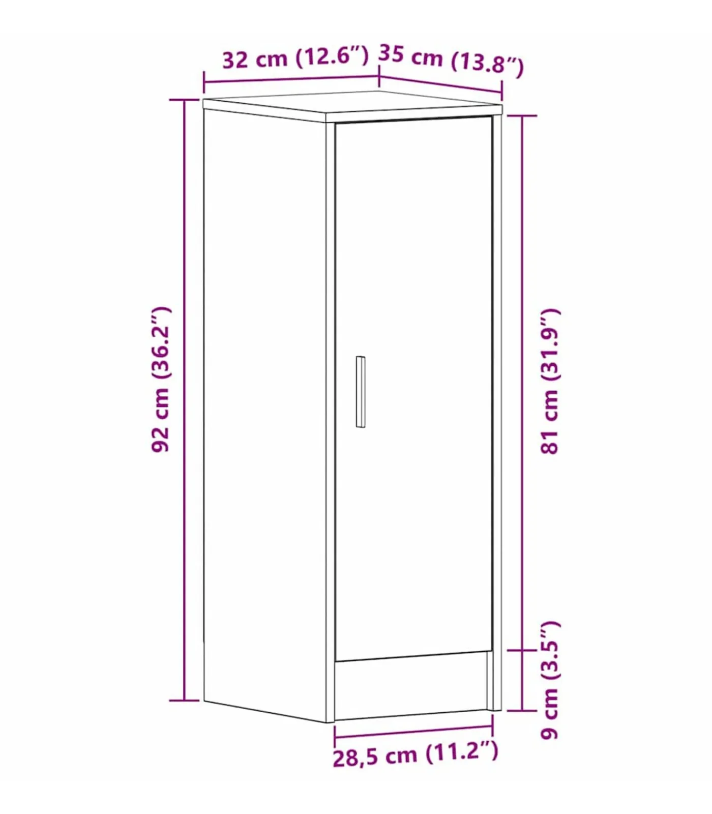 Outlet Schoenenkast met plank Zwart eiken 32 x 35 x 92 cm Bewerkt hout Organiseren