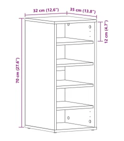Schoenenkast met plank Zwart eiken 32 x 35 x 70 cm Bewerkt hout Organiseren