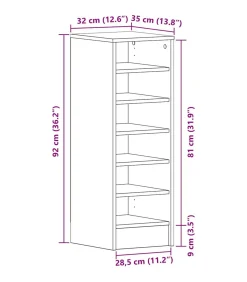 Outlet Schoenenkast met plank Zwart eiken 32 x 35 x 90 cm Bewerkt hout Organiseren