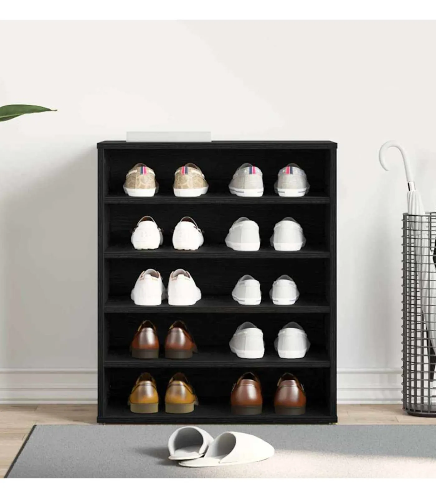 Online Schoenenkast met plank Zwart eiken 60 x 35 x 70 cm Bewerkt hout Organiseren