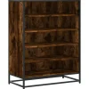 New Schoenenkast 75x38x97,5 cm bewerkt hout en metaal gerookt eiken Organiseren