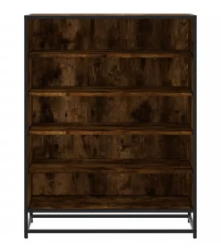 New Schoenenkast 75x38x97,5 cm bewerkt hout en metaal gerookt eiken Organiseren