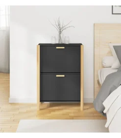 New Schoenenkast 57,5x33x80 cm bewerkt hout zwart Organiseren