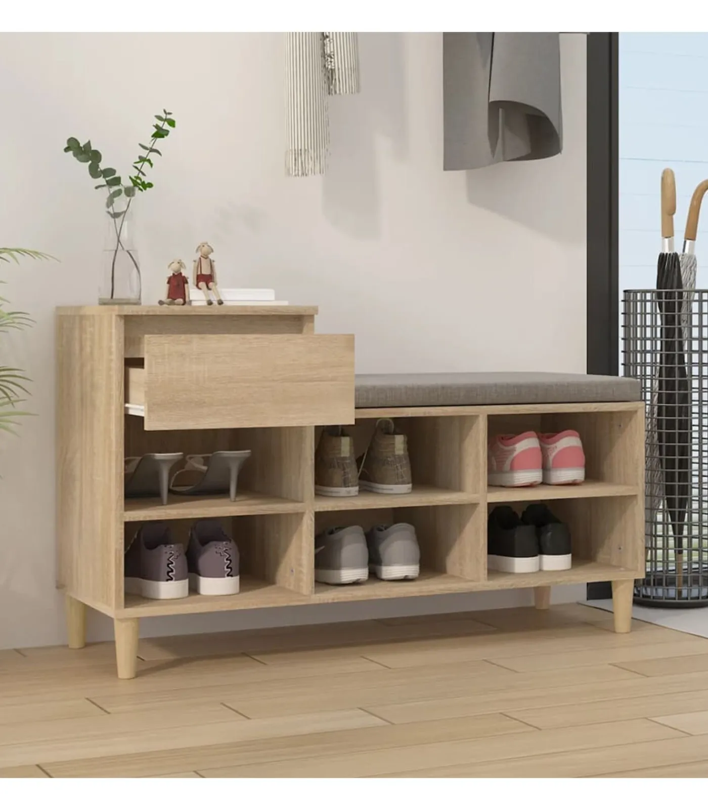 Schoenenkast 102x36x60 cm bewerkt hout sonoma eikenkleurig Organiseren