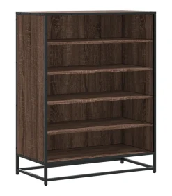 Sale Schoenenkast 75x38x97,5 cm bewerkt hout en metaal bruin eiken Organiseren