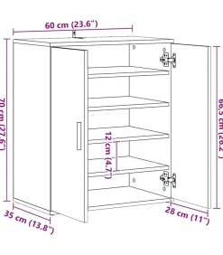 Online Schoenenkast 60x35x70 cm bewerkt hout artisanaal eikenkleur Organiseren