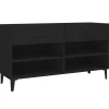 Best Schoenenkast 102x35x55 cm bewerkt hout zwart Organiseren