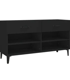 Best Schoenenkast 102x35x55 cm bewerkt hout zwart Organiseren