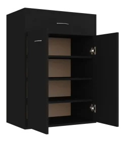 Best Schoenenkast 60x35x84 cm bewerkt hout zwart Organiseren