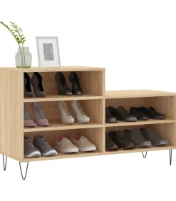 Discount Schoenenkast 102x36x60 cm bewerkt hout sonoma eikenkleurig Organiseren