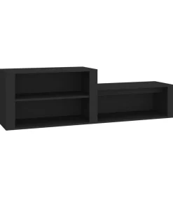 Best Schoenenkast 150x35x45 cm bewerkt hout zwart Organiseren