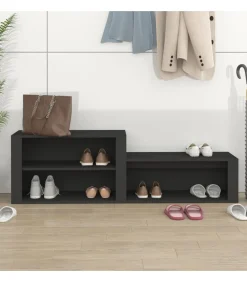Best Schoenenkast 150x35x45 cm bewerkt hout zwart Organiseren