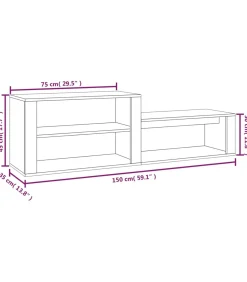 Best Schoenenkast 150x35x45 cm bewerkt hout zwart Organiseren