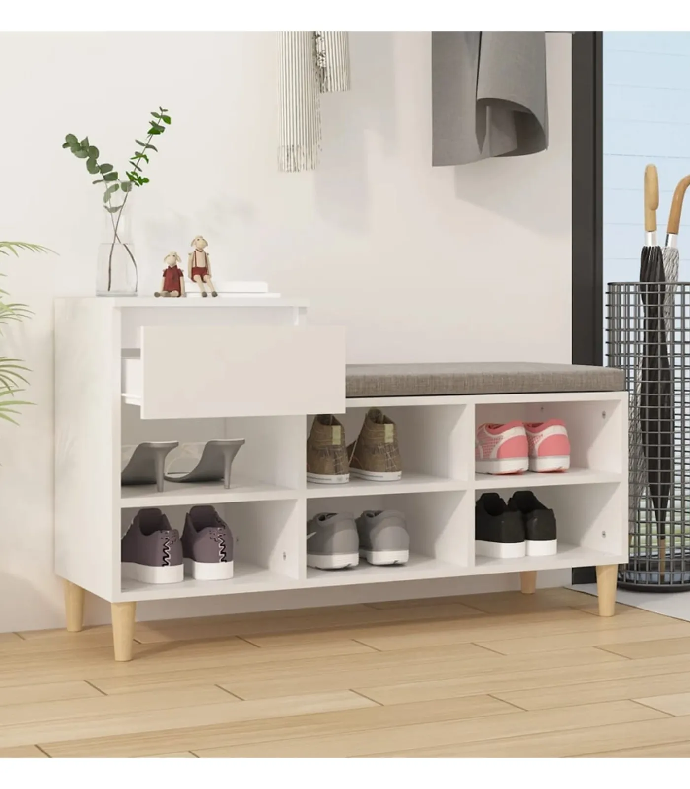 Sale Schoenenkast 102x36x60 cm bewerkt hout wit Organiseren