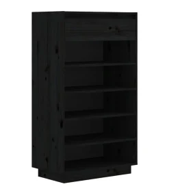 Best Schoenenkast 60x34x105 cm massief grenenhout zwart Organiseren