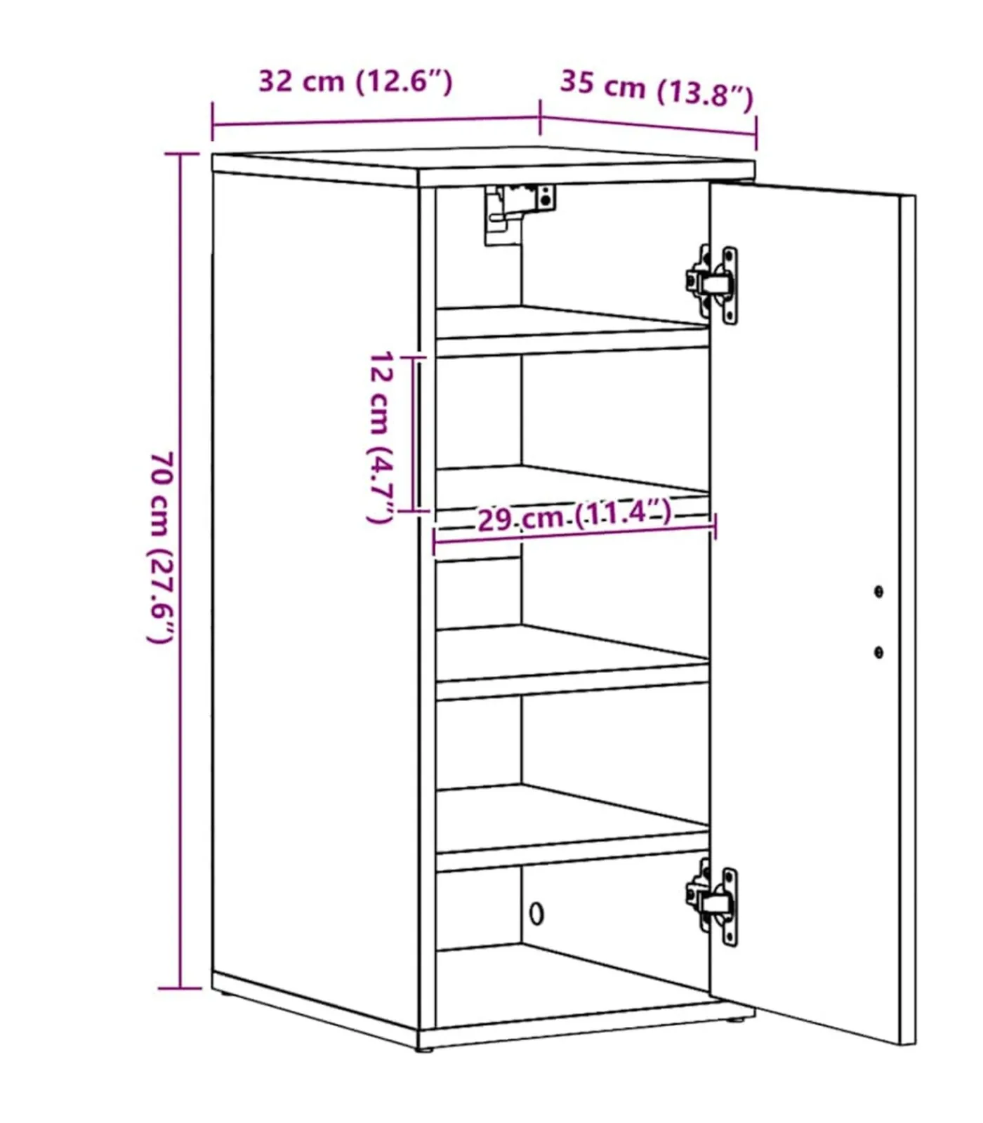Schoenenkast 32x35x70 cm spaanplaat zwart eikenkleurig Organiseren