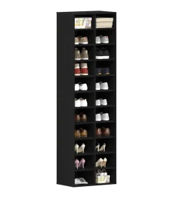 Sale Schoenenkast 54x34x183 cm spaanplaat zwart eikenkleurig Organiseren