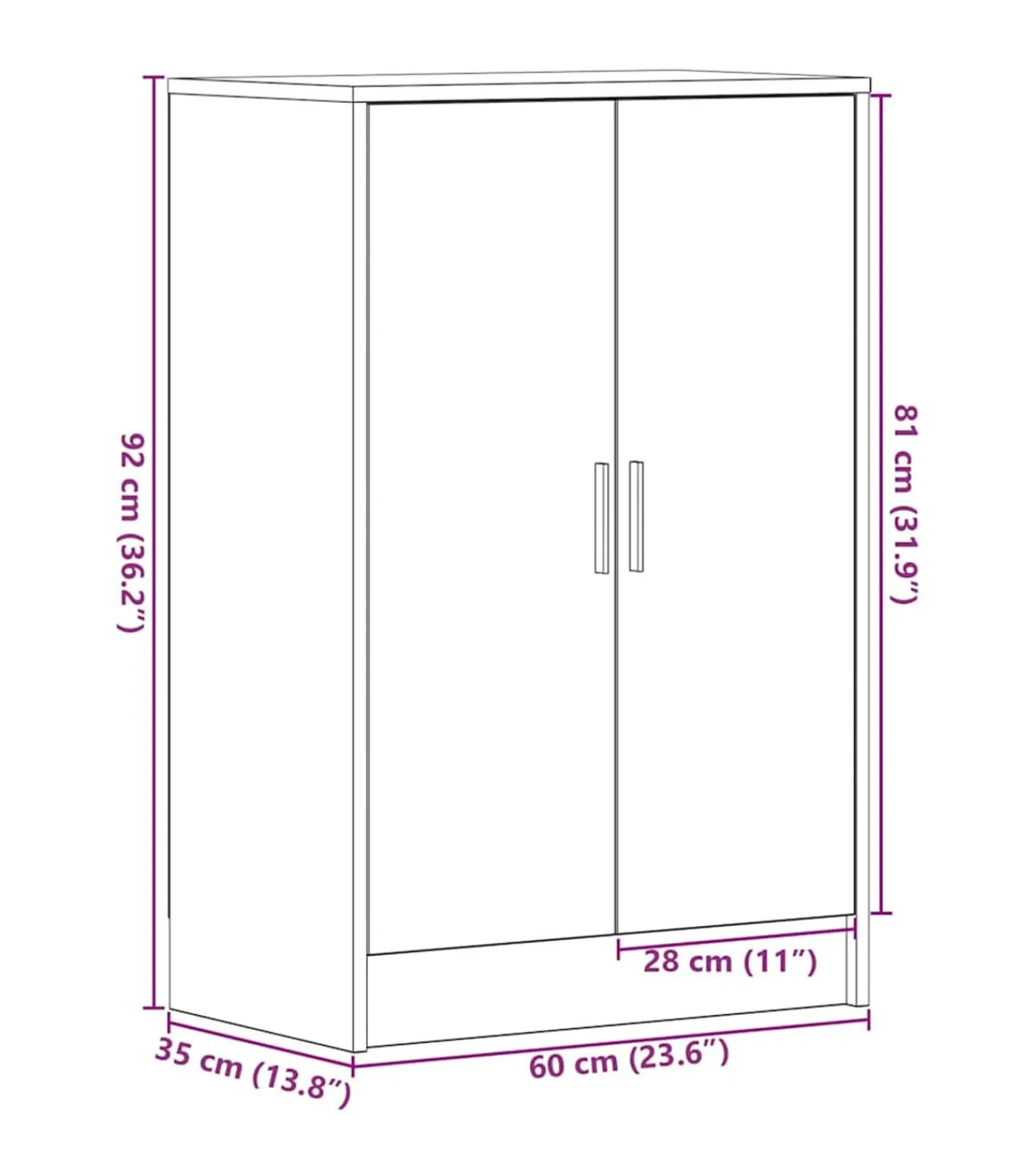 Best Schoenenkast 60x35x92 cm spaanplaat zwart eikenkleurig Organiseren