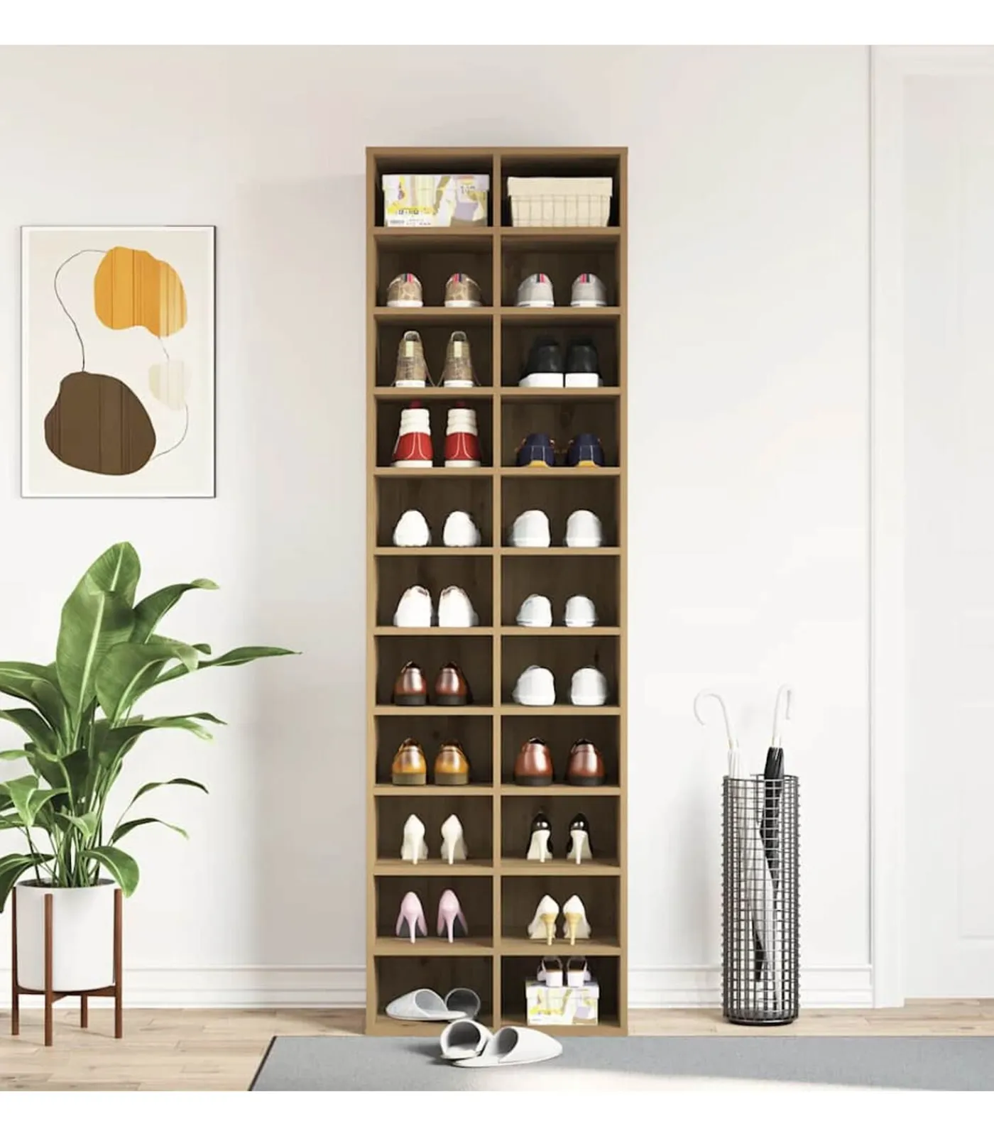 Discount Schoenenkast 54x34x183 cm spaanplaat ambachtelijk eikenkleurig Organiseren