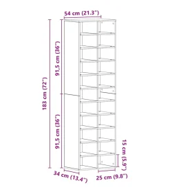 Discount Schoenenkast 54x34x183 cm spaanplaat ambachtelijk eikenkleurig Organiseren
