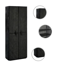 Discount Schoenenkast 60x30x166 cm stof zwart Organiseren