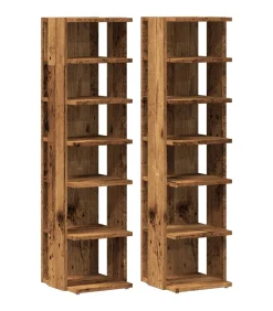 New Schoenenkasten 2 st 28x27x102 cm bewerkt hout oud houtkleurig Organiseren