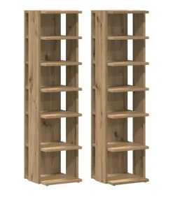 Hot Schoenenkasten 2 st 28x27x102 cm bewerkt hout artisanaal eiken Organiseren