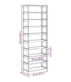 Best Schoenenrek 10-laags 54x28x158 cm nonwoven stof grijs Organiseren