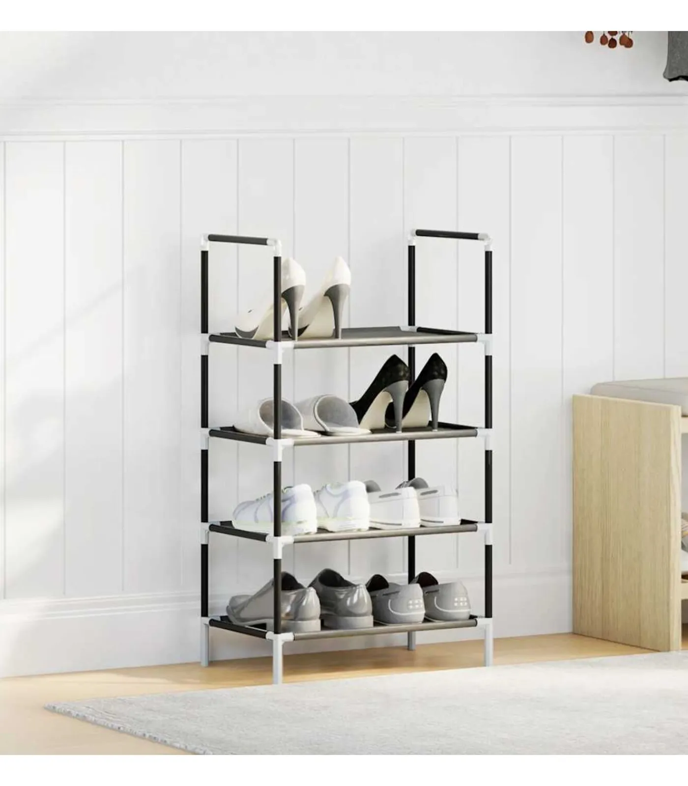 New Schoenenrek 4-laags 44x28x77 cm nonwoven stof zwart Organiseren