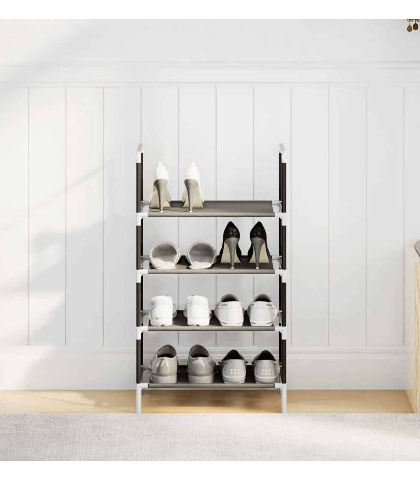 New Schoenenrek 4-laags 44x28x77 cm nonwoven stof zwart Organiseren