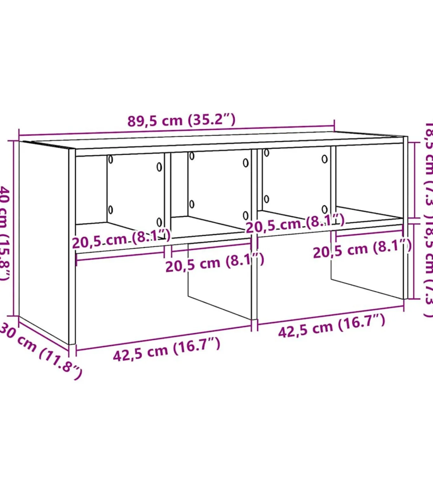 Discount Schoenenrek stapelbaar 89,5x30x40 cm bruin eikenkleur Organiseren
