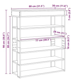 Online Schoenenrek 80x30x98 cm bewerkt hout betongrijs Organiseren