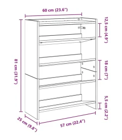 Hot Schoenenrek 60x25x81 cm bewerkt hout gerookt eikenkleurig Organiseren