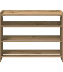 Schoenenrek 80x25x62 cm bewerkt hout artisanaal eikenkleur Organiseren