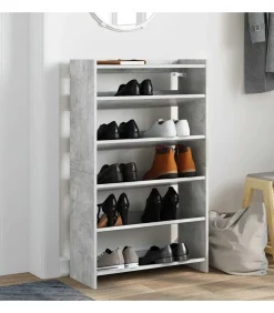 Outlet Schoenenrek 60x25x100 cm bewerkt hout betongrijs Organiseren