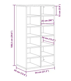 Best Schoenenrek 54x34x100,5 cm bewerkt hout artisanaal eikenkleur Organiseren