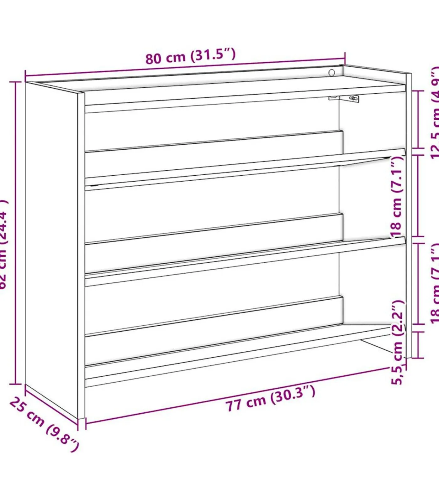 Hot Schoenenrek 80x25x62 cm bewerkt hout gerookt eikenkleurig Organiseren