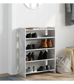 Schoenenrek 60x25x62 cm bewerkt hout betongrijs Organiseren