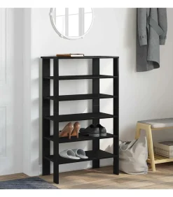 Discount Schoenenrek 61x32x105 cm bewerkt hout zwart Organiseren