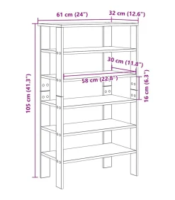 Discount Schoenenrek 61x32x105 cm bewerkt hout zwart Organiseren