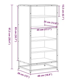 Schoenenrek 48x38x97,5 cm bewerkt hout gerookt eikenkleurig Organiseren