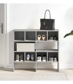 Clearance Schoenenrekken 2 st stapelbaar 89,5x30x40 cm betongrijs Organiseren