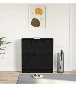 Online Schoenkast Zwart eiken 80 x 21 x 87.5 cm Bewerkt hout Organiseren