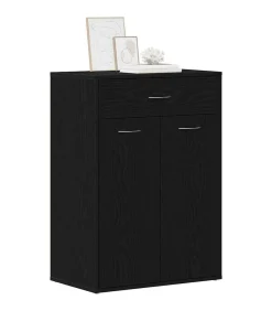 New Schoenrek met lade Zwart eiken 60 x 35 x 84 cm Bewerkt hout Organiseren