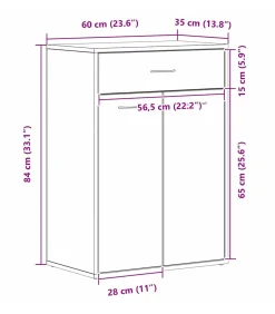 New Schoenrek met lade Zwart eiken 60 x 35 x 84 cm Bewerkt hout Organiseren