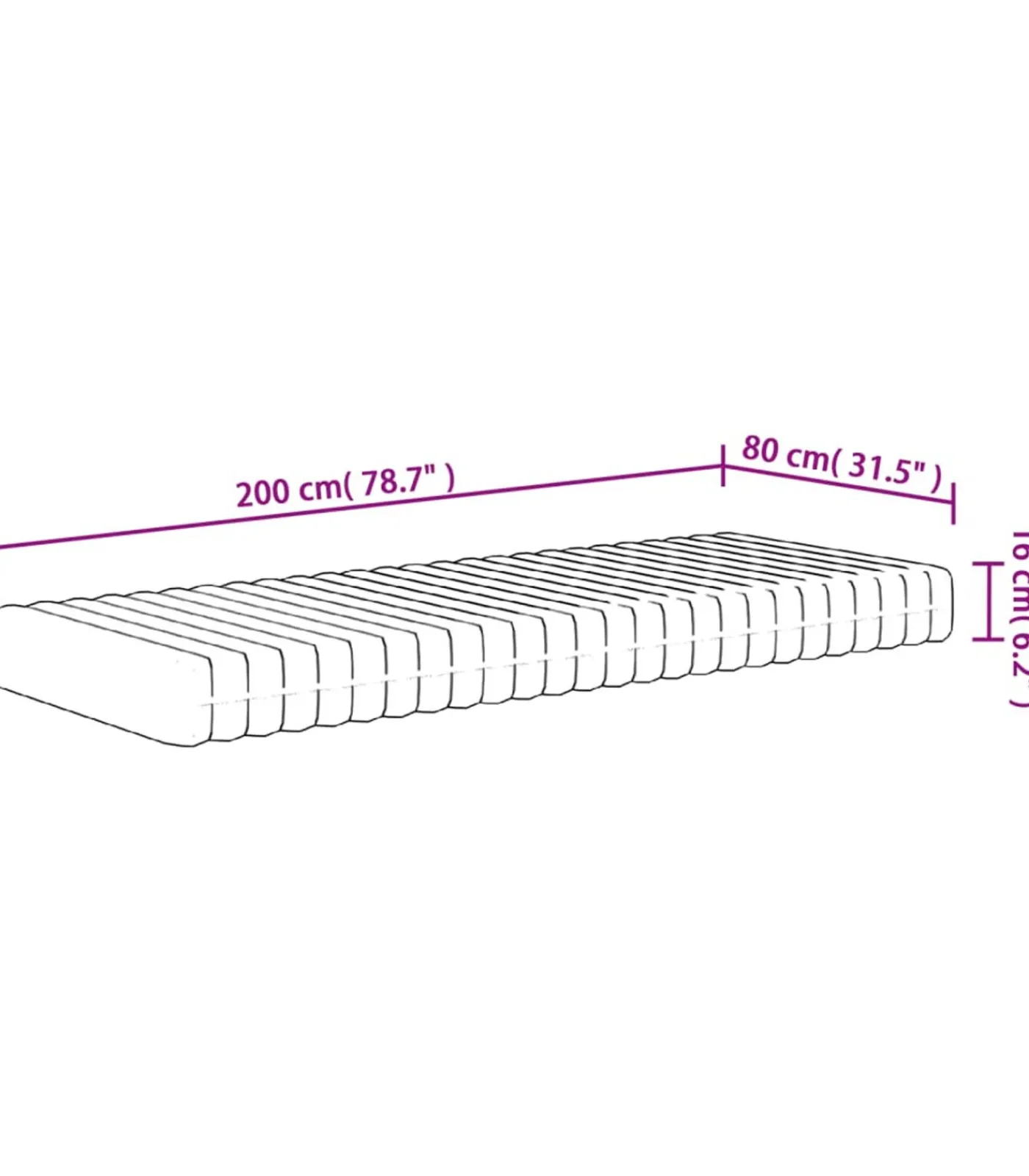 New Schuimmatras middelzacht 80x200 cm Matrasbeschermer