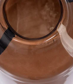 Best Selena Vaas Met Streep - Glas - Bruin - Set van 2 Vazen