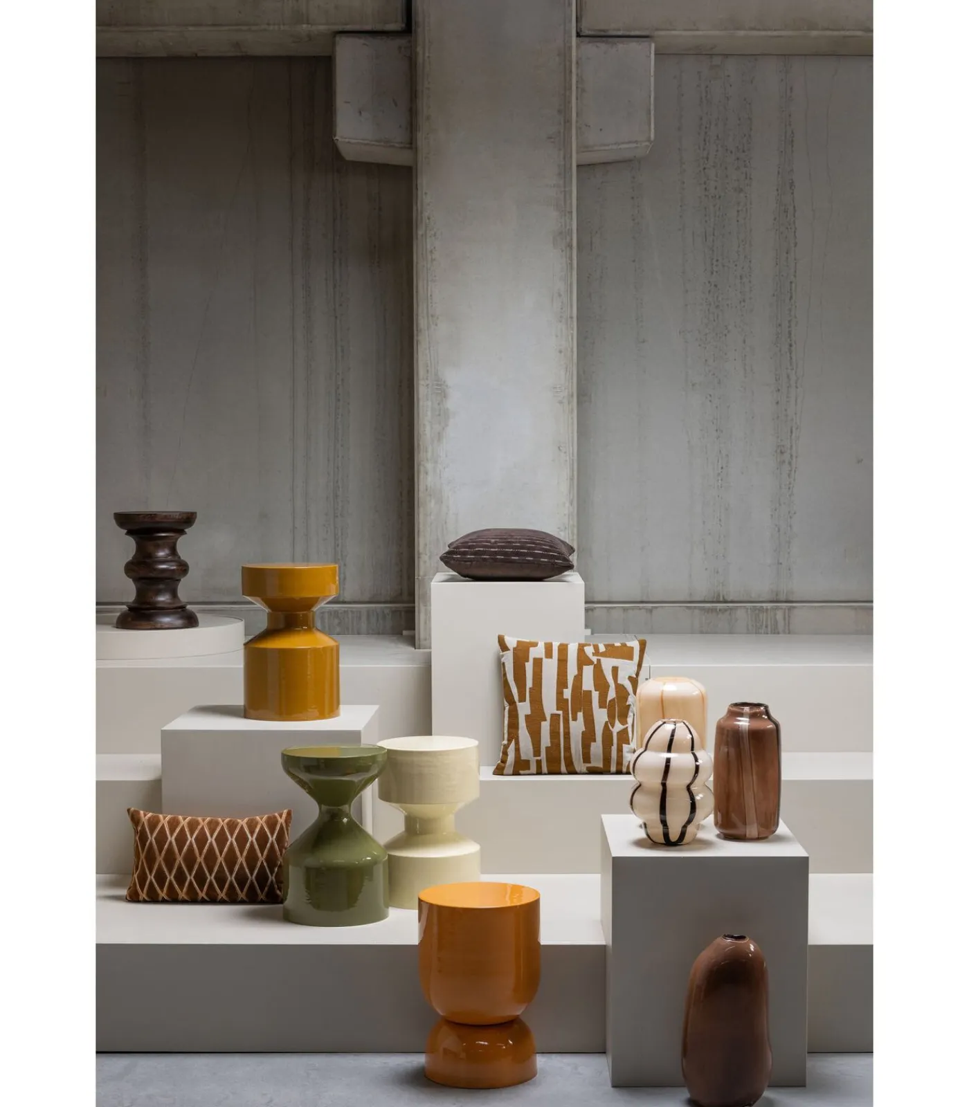 Best Selena Vaas Met Streep - Glas - Bruin - Set van 2 Vazen