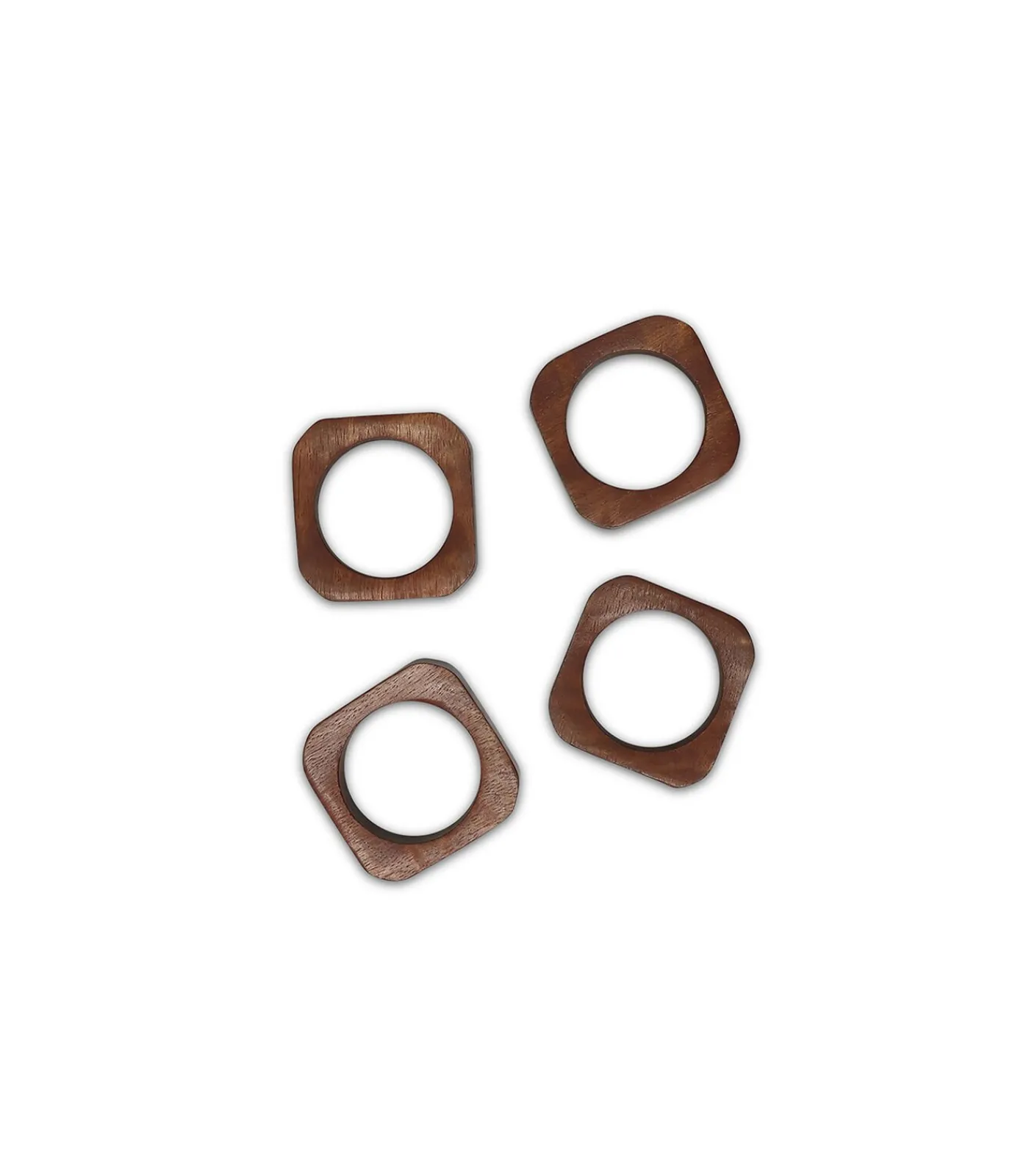 Best Servetring 4,5x4,5cm vierkant hout Moku - set/4 Keuken- & Tafellinnen